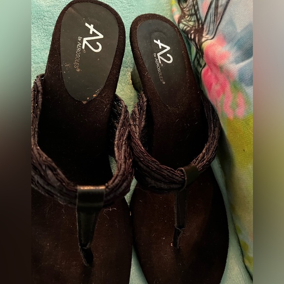 Aerosoles A2 fancy black suede dressy sandals. Sz 9 excellent condition - Picture 7 of 8
